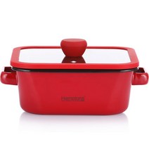 햄튼 법랑 낮은 사각 양수냄비 HYF-C-019, 레드, 20cm