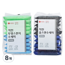 롯데이라이프 착한 투명스펀지 + 울스텐 수세미, 10매입, 8개