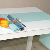 나산데코 웰빙린넨 러너 러그, R21 물색 aqua, 180 x 28cm