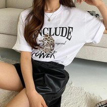 마이시즌 여성용 레오파드 반팔 티셔츠