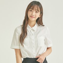린넨혼방 셔츠형 블라우스