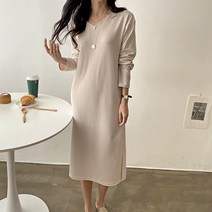 유니제이 파니 베이직 브이넥 롱 원피스