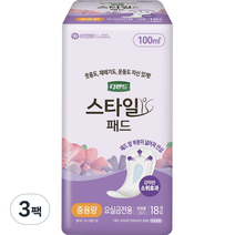 디펜드 여성용 NEW 스타일 요실금 패드 와이드 중용량, 18매입, 3팩