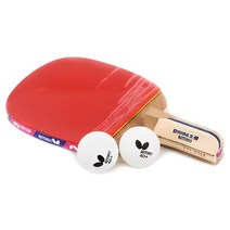 버터플라이 펜홀더 탁구 라켓 + 공 2p, BIRIBA 2-1, 1세트