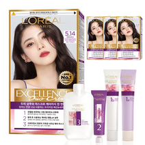 로레알파리 엑셀랑스 듀오크림 염모제, 5.14호 애쉬 브라운 6GA, 4개