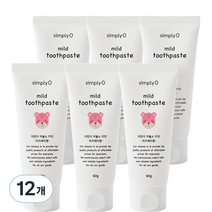 심플리오 마일드 치약 라즈베리향, 60g, 12개