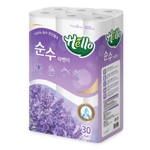 헬로 순수 라벤더 3겹 천연펄프 롤화장지 30m, 30롤, 1팩