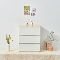 씨밀렉스 래폴드 모듈 서랍장 600 와이드 3단, 무디파스텔 화이트