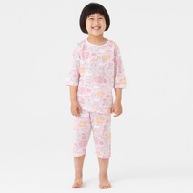 롤리트리 아동용 순면 자카드 7부 내의 상하의 세트