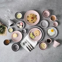 보울보울 볼볼 빈티지 4인 홈세트, 파우더핑크&애쉬그레이, 9종