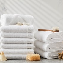 소프트터치 헤링본 보더 호텔수건 190g 40수 코마사, 화이트, 10개