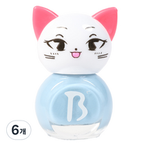 바블리 키즈네일 냥이 스티커형식 어린이매니큐어, 하늘핑, 6개