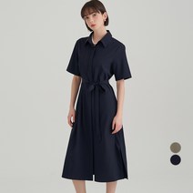 ELLE PARIS 여성용 링클프리 핀턱 반팔 원피스