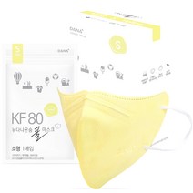다나마스크 뉴다나온숨 쿨마스크 소형 KF80, 30개입, 1개, 노란색