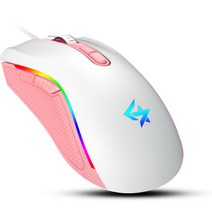 긱스타 7버튼 RGB LED 게이밍 마우스 GM500, 핑크