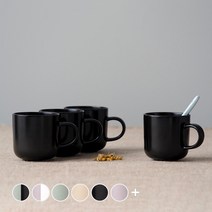 보울보울 레트로라인 머그컵 320 ml, 미드나잇블랙, 4개