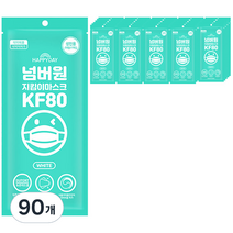 해피데이 넘버원 지킴이 황사마스크 대형 KF80 화이트, 1개입, 90개