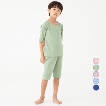 롤리트리 아동용 순면 7부 솔리드 내의 상하의 세트 V2