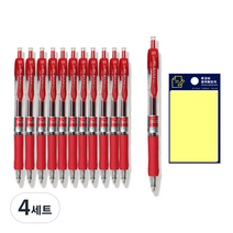 동아 유노크펜 0.5mm 12p + 투코비 스티키 메모패드 노랑 세트, 적색, 4세트