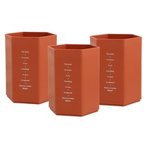 비즈온 6각 심플 디자인 사무용 데스크 펜꽂이, 3개, 레드