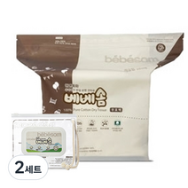 베베솜 무표백 순면100 대용량 유아 건티슈 리필형 360p + 지퍼백 세트, 2세트