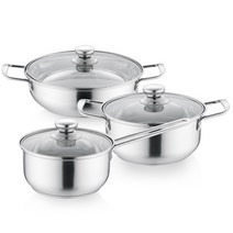 퀸센스 바닥3중 냄비 3종 세트, 혼합색상, 편수 16cm + 양수 18cm + 전골 26cm