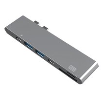 SO 애플 맥북 프로 USB C 타입 HDMI 젠더 카드리더기 멀티 충전 허브 DH2, 스페이스 그레이
