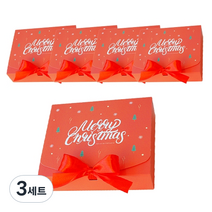 도나앤데코 크리스마스 직사각 포장 상자 소 5p + 리본 5p, 노엘 레드, 3세트