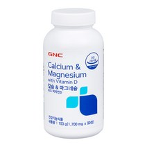 GNC 칼슘&마그네슘 위드 비타민 D 45일분, 90정, 1개