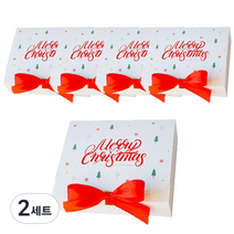 도나앤데코 크리스마스 직사각 포장 상자 대 5p + 리본 5p, 노엘 화이트, 2세트
