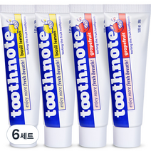 투스노트 수분 치약 바질 레몬 + 자몽 2종 세트, 30g, 6개