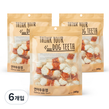 더주스 Think your dog teeth 딩고 소가죽 강아지 껌 소 15p, 연어맛, 6개입