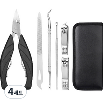 네일 케어 니퍼 손톱깎이 6종 세트, 블랙, 4세트