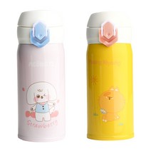 상상앤드 풍냥 멍지 텀블러 2p, 핑크, 옐로우, 350ml