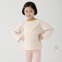롤리트리 아동용 스트라이프 긴팔 드롭숄더 티셔츠