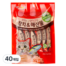 탐사 국내생산 짜먹는 고양이간식, 참치 + 해산물, 14g, 40개입