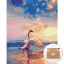 아트조이 DIY 보석 십자수 캔버스형 50 x 40 cm, 도약하는 백조, 1세트