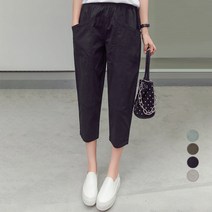 유니제이 여성용 코튼 밴딩 8부 배기팬츠