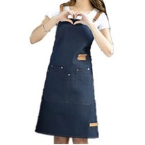키친어썸 캔버스 심플 앞치마, 데님청, 1개