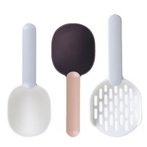 엘로시 고양이 사료스푼 2종 + 모래삽 세트, 그레이화이트(삽), 핑크초콜릿, 그레이화이트(스푼)