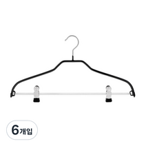 마와 논슬립 옷걸이 실루엣 41/FK 클립, 블랙, 6개입