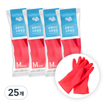 러버랩 손목라인 고무장갑 중(M), 체리핑크, 25개