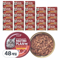 동원 뉴트리플랜 고양이 간식캔 160g, 흰살참치 + 닭가슴살 혼합맛, 48개입