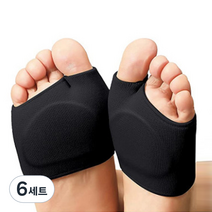 앞꿈치패드 깔창 앞발바닥 실리콘 보호 패드 양발세트 블랙 M, 2개입, 6세트