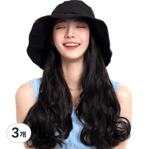 블랙 벙거지 모자가발, 네츄럴블랙, 3개