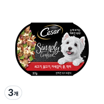 시저 심플리 쇠고기 닭고기 자색감자 강아지습식사료, 쇠고기 닭고기 자색감자 콩 적미, 37g, 3개