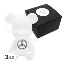 라띠크제이 엠블럼 베어 차량용 방향제 벤츠 화이트 + 리필 클린코튼 5ml, 3세트