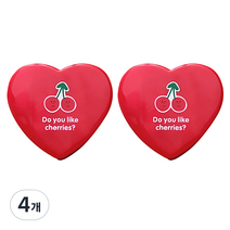 알럽뷰 하트모양 유니크 렌즈케이스, 레드, 4개