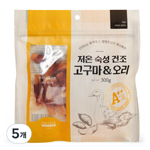 원더푸드 반려동물 저온숙성 건조간식 300g, 고구마 + 오리 혼합맛, 5개