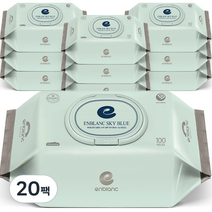 앙블랑 스카이 블루 유아물티슈 캡형, 100매, 20팩